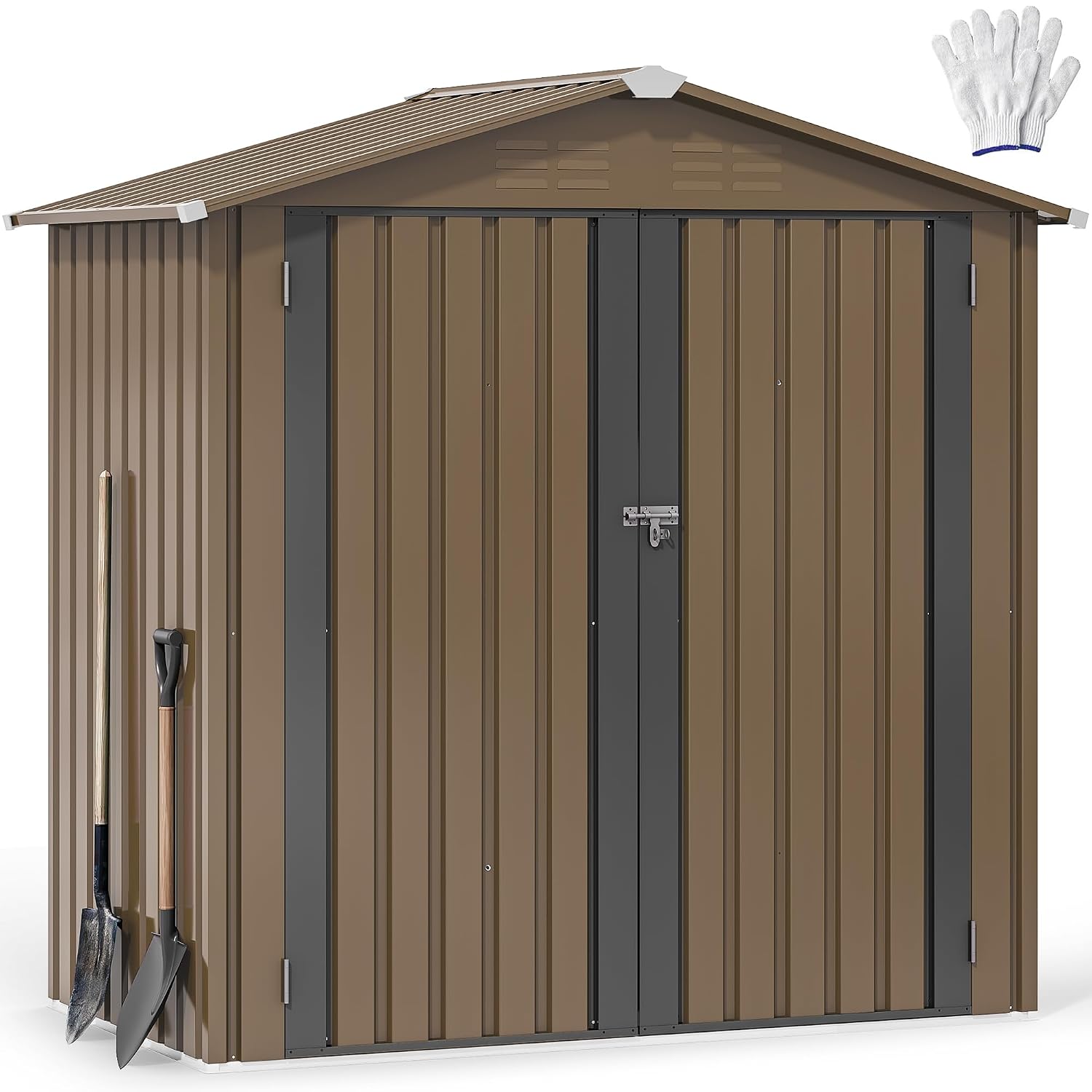 Gardening Tools Heavy Duty - 6x4ft Metal Outdoor Storage Shed, Waterproof