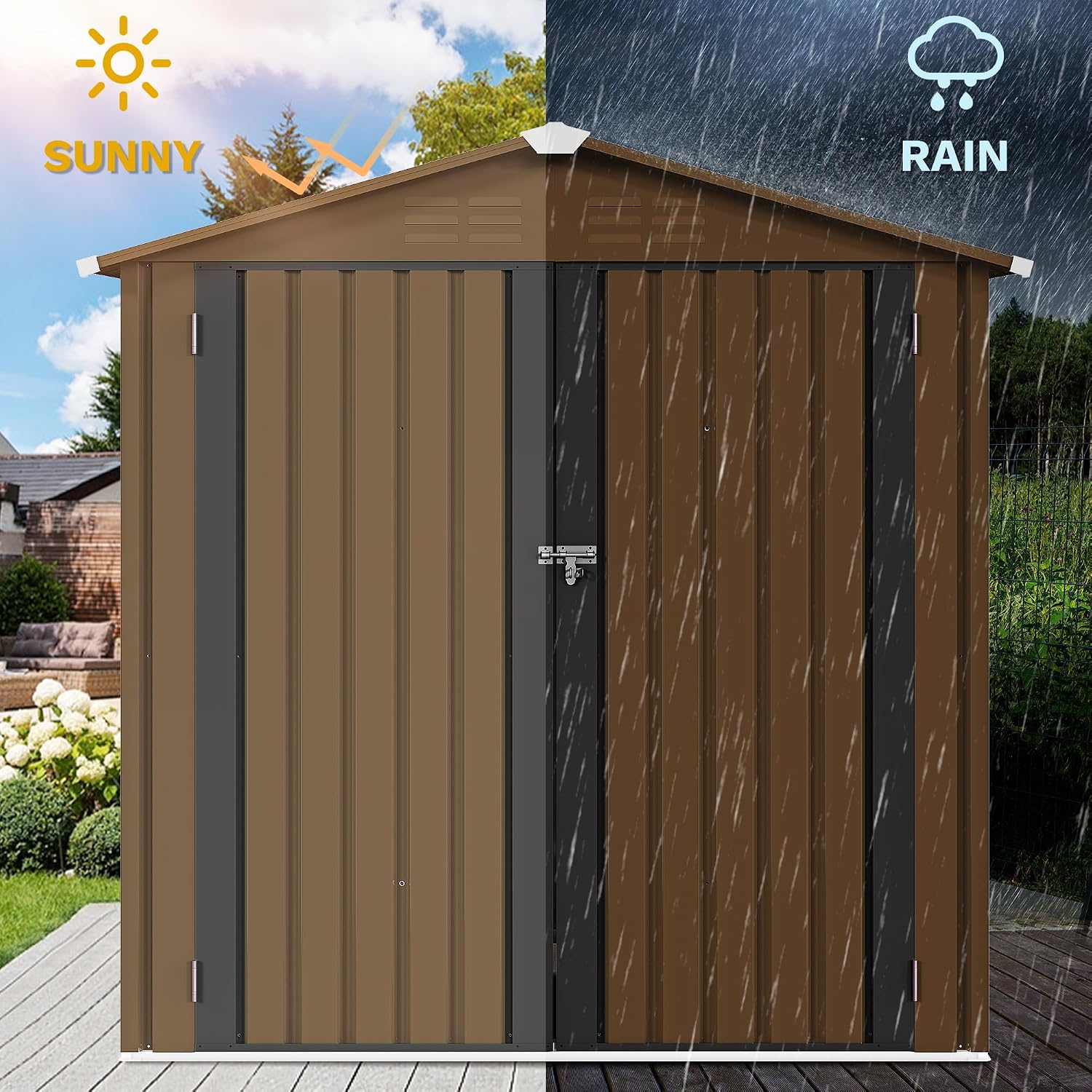 6x4ft Metal Outdoor Storage Sh - Gardening Tools Heavy Duty recension och pris