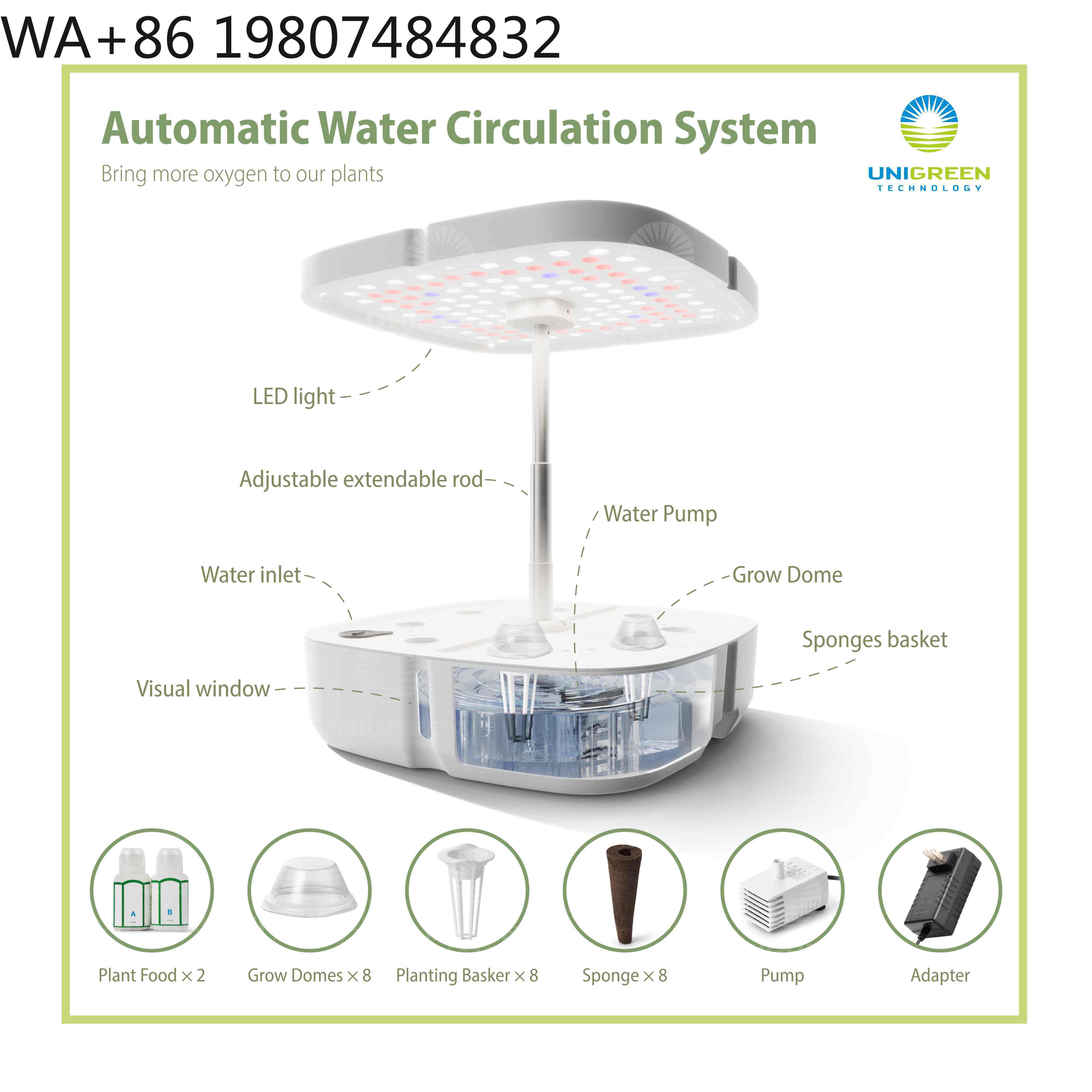 8 Pod  Mini Hydroponic Grow Bo - Led Grow Light recension och pris