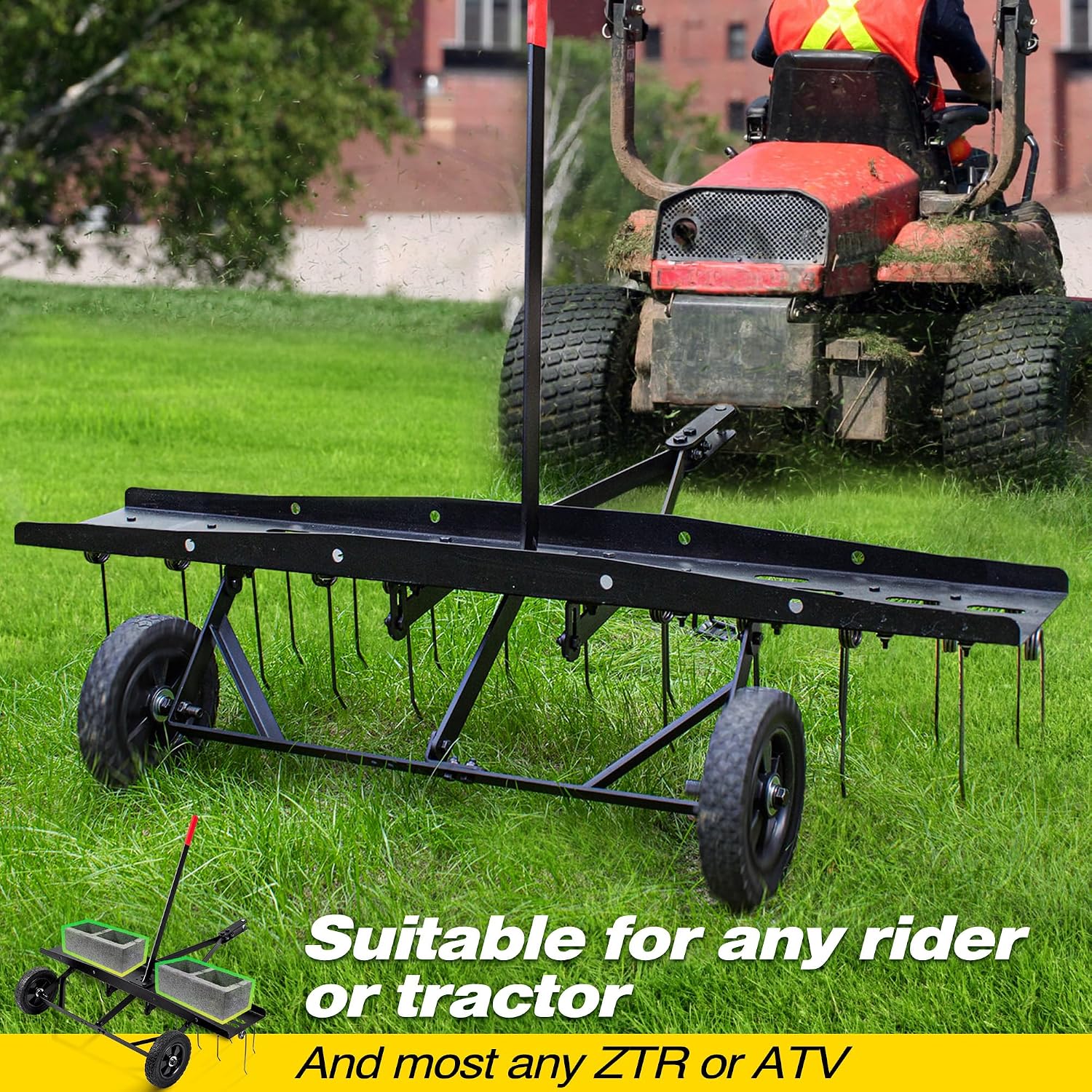 Tow Behind Lawn Dethatcher Rak - Gardening Tools Heavy Duty recension och pris